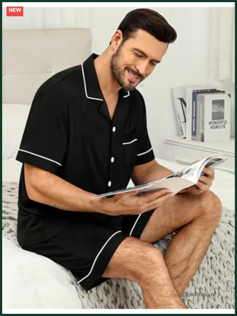 Mens Pajama Sets Short Sleeve Button Down Modal Soft Lounge Pjs with Pockets